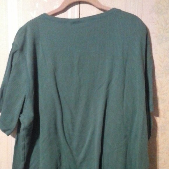 BASIC EDITIONS PLUS WOMEN'S DARK TEAL GREEN TOP - Picture 3 of 3